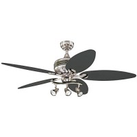 Westinghouse 7234220 Xavier II 52-Inch Five-Blade Indoor Ceiling Fan with Three Spot Lights  Brushed Nickel with Gun Metal Accents - B003PPE9O0